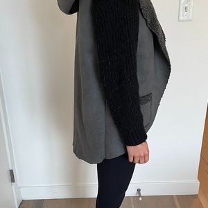 525 America Grey Faux Shearling Vest with Hood (S)